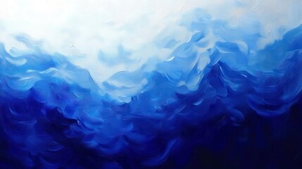 Obraz premium Abstract Blue Mountain Landscape Painting