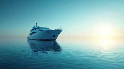 Obraz premium A luxury yacht floating on calm blue water, minimalistic background