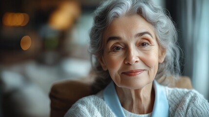 Obraz premium Portrait of a Senior Woman with Silver Hair