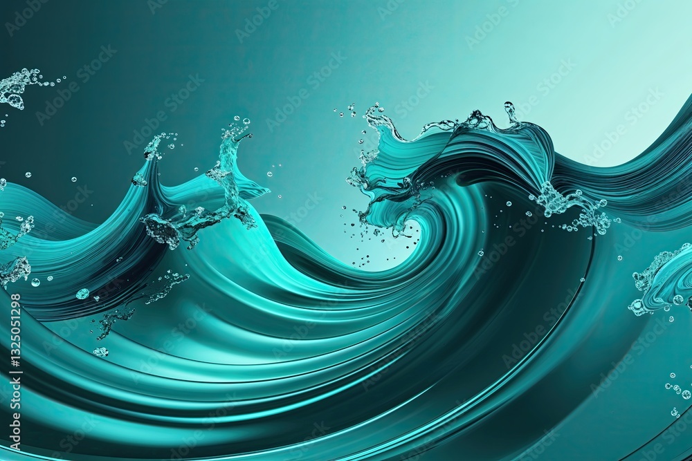 Poster teal gradient wave background smooth fluid design with vibrant elements and artistic flow