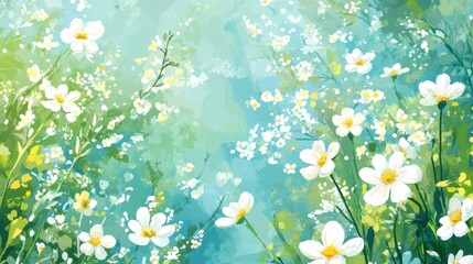 Beautiful colorful wild flowers in Spring.
