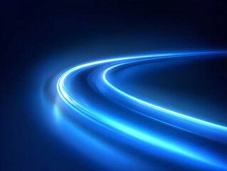 Glowing blue curve, motion, dark background, speed concept