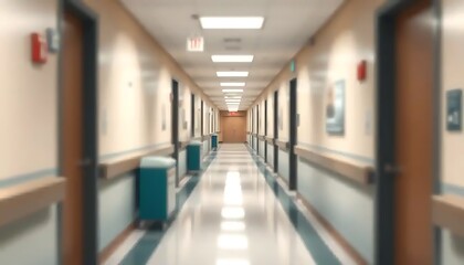 Endless Hallway: A Blurred Perspective in a Medical Facility Environment