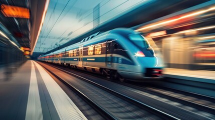 Obraz premium High-Speed Train Leaving The Station