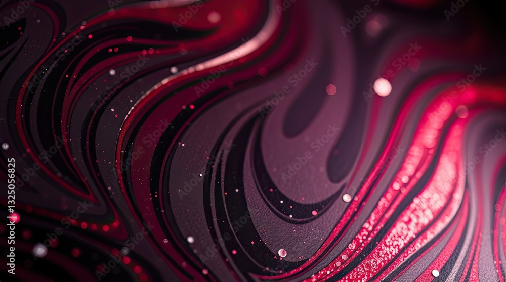 Aufkleber bold red and black swirling patterns with a touch of glitter create an energetic composition that ca