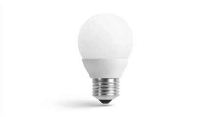 A bright white energy-saving LED bulb with a sleek design, white background
