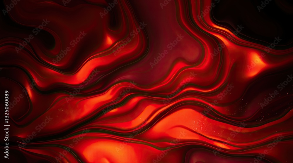 Poster vibrant red and black colors intertwine in an abstract pattern creating smooth textures and fluid li