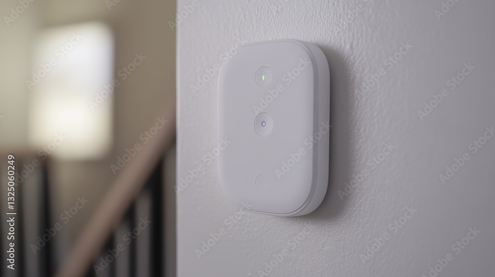 Poster a close-up of a wi-fi-enabled smart switch on a neutral white surface