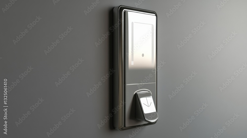 Poster a futuristic smart switch with voice control capabilities against a white backdrop