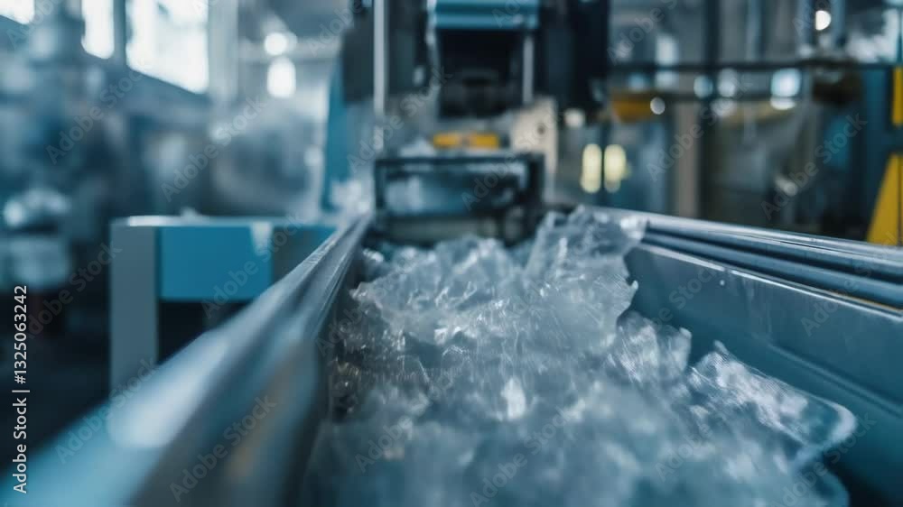 Aufkleber modern factory equipment automatically conveying many empty clear plastic preforms on a production l