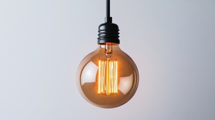 A modern globe-shaped LED bulb with a warm glow, white background