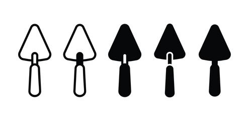 Masonry Trowel Icons Black and White Color Vector Design Set on White Background