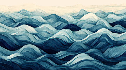 Soft blue waves blending into a calming abstract pattern, gentle, peaceful. Hyperspectral Waves. Illustration