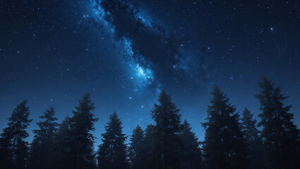 Naklejka premium night sky in the forest