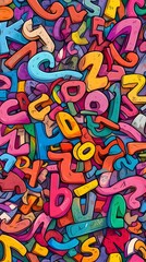 Colorful image of letters and numbers with a playful and whimsical mood. The image is a collage of various letters and numbers, with some of them overlapping and others standing out