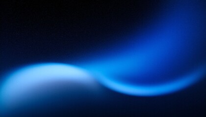 Blue light leaks and gradient over an abstract grainy background. Grainy colorful warm blue light leaks on a black background with a dust texture. Blue wavy abstract background for presentation