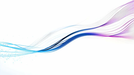 Abstract Blue And Purple Wavy Lines On White Background Representing Motion Energy And Digital Art