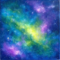 Colorful galaxy paint art with star background