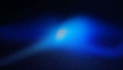 Blue light leaks and gradient over an abstract grainy background. Grainy colorful warm blue light leaks on a black background with a dust texture. Blue wavy abstract background for presentation