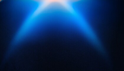 Blue light leaks and gradient over an abstract grainy background. Grainy colorful warm blue light leaks on a black background with a dust texture. Blue wavy abstract background for presentation