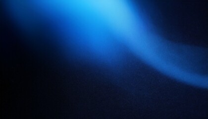 Blue light leaks and gradient over an abstract grainy background. Grainy colorful warm blue light leaks on a black background with a dust texture. Blue wavy abstract background for presentation