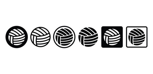 Volleyball Icon Vector Design Black White Color Illustration Set 
