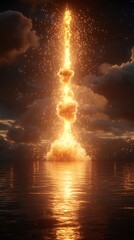 Rocket Launch for Ocean Sunset.