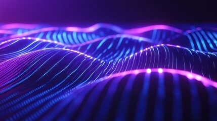 Vibrant abstract waves of light in purple and blue hues