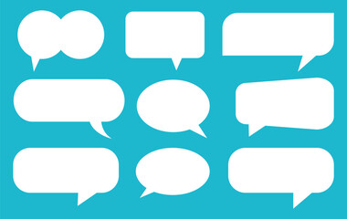 Speech Bubble Icon Set. Paper art with white bank cloud on blue sky background. Talk bubble. Speech bubble comic. Cloud speech bubbles collection. vector illustration