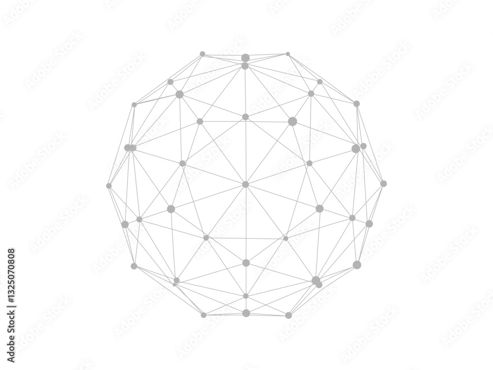 Fototapete Technology abstract shape. Dots connected by lines. Minimalist mesh sphere. Abstract polygonal shape.
