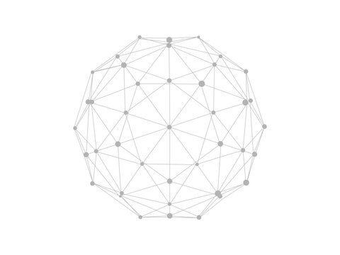 Technology abstract shape. Dots connected by lines. Minimalist mesh sphere. Abstract polygonal shape.