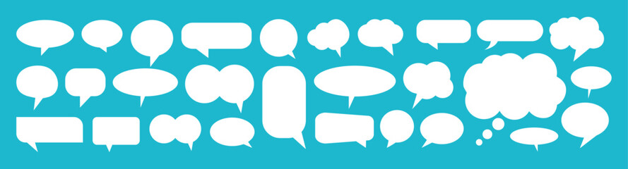 Speech Bubble Icon Set. Paper art with white bank cloud on blue sky background. Speech bubble comic. Talk bubble. Cloud speech bubbles collection. vector illustration