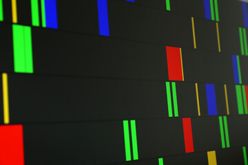DNA analysis. Data with genetic information as background, closeup