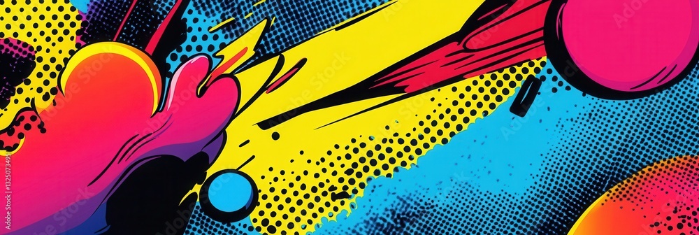 Fototapete vibrant comic book-style background with dynamic action lines and bold colors set in an imaginative 