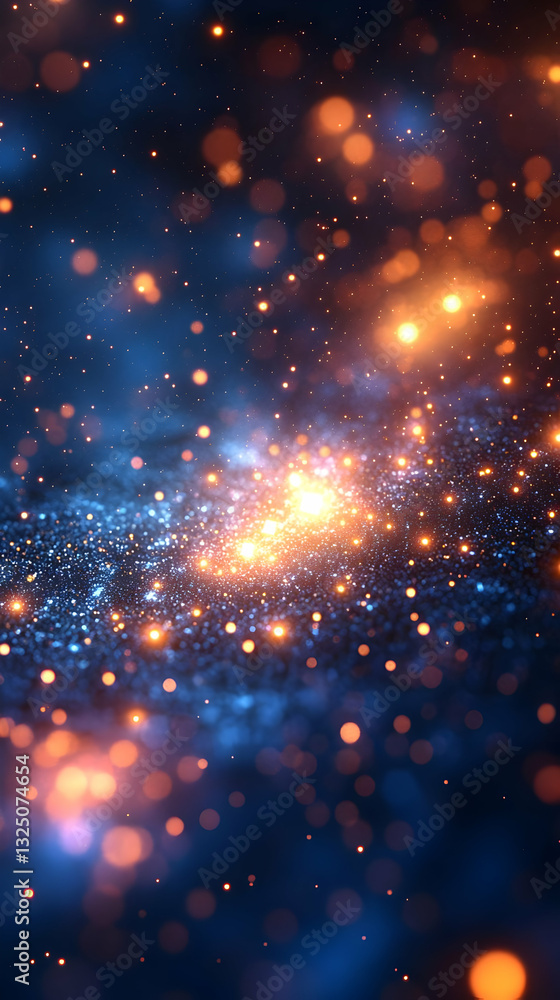 Poster abstract glowing lights background with bokeh effect