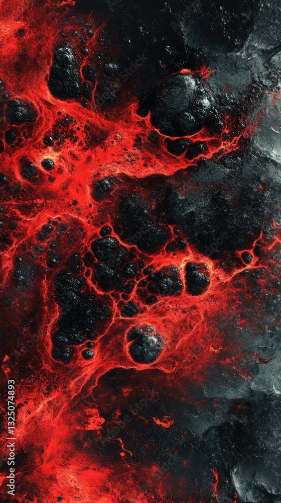 Poster abstract red and black cosmic texture with flowing patterns