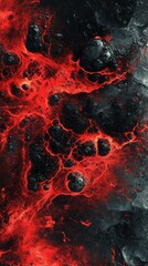Abstract red and black cosmic texture with flowing patterns