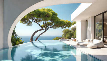 Fototapeta premium ocean villa with view for vacation and resort summer luxury beach house the beautiful of the sea