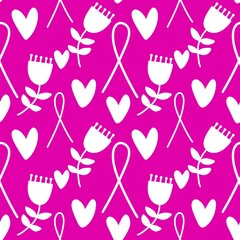 Breast cancer month seamless pink ribbon day mammogram pattern for medical accessories and medicine textiles