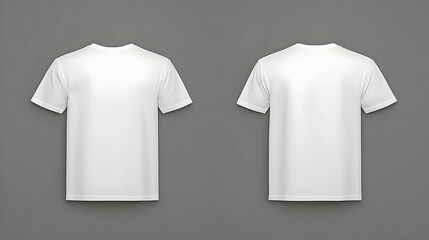 Naklejka premium Front And Back View Of A Classic White T-Shirt Against A Neutral Grey Backdrop With Subtle Shadows For A Realistic Apparel Display