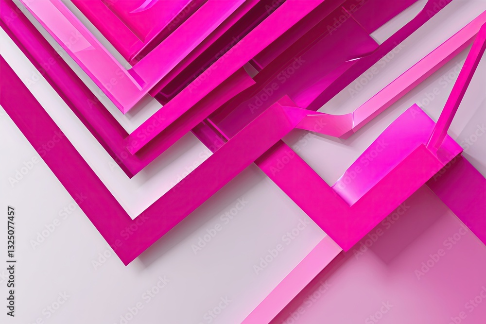Poster bright abstract digital design with vibrant pink and fuchsia zigzag lines