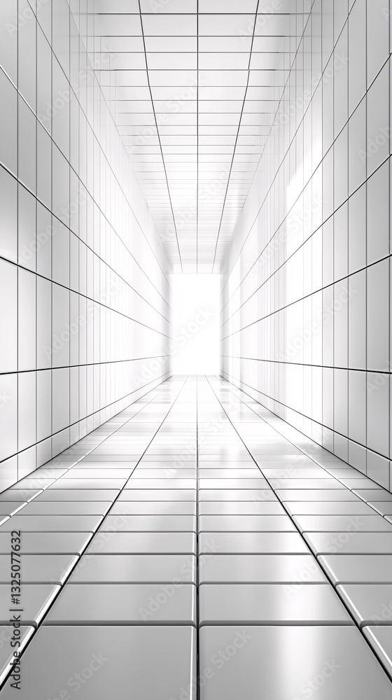 Poster minimalist shifting white squares with subtle depth and a clean