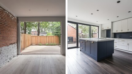 Before and after kitchen views in a Toronto neighborhood