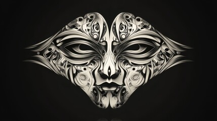 Naklejka premium A symmetrical abstract artistic face made with intricate details