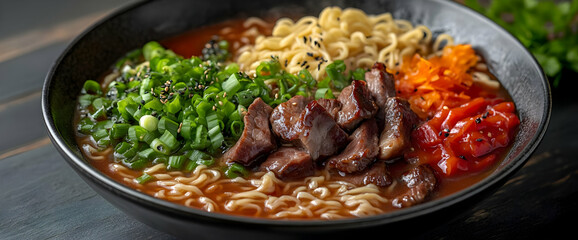 Delicious Beef Ramen Noodles With Toppings
