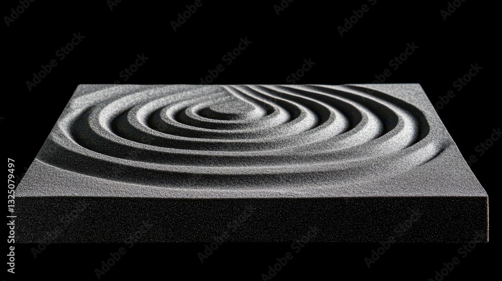 Poster a square dark block with textured sand wave patterns