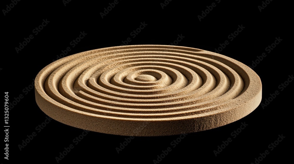 Poster a circular object with concentric ridges against a dark background