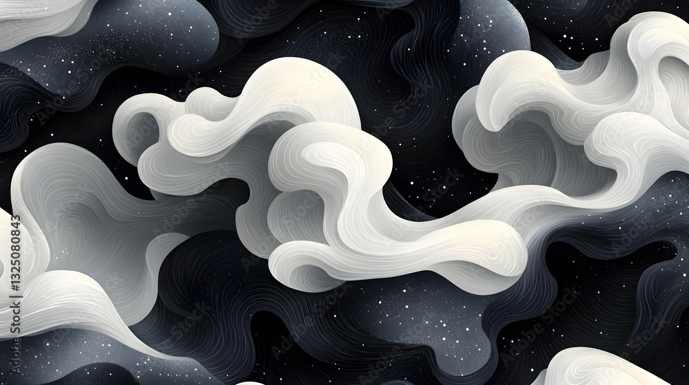 Poster abstract space pattern with smoke clouds