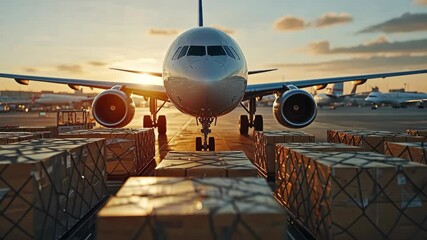 Sunset Cargo Flight: Air Freight at Golden Hour