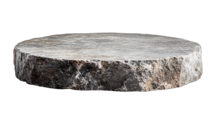 Round stone podium for product display, cut out. Isolated on a transparent background.